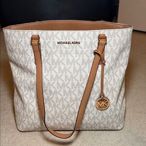 Michael Kors Monogram Beige and Tan Tote